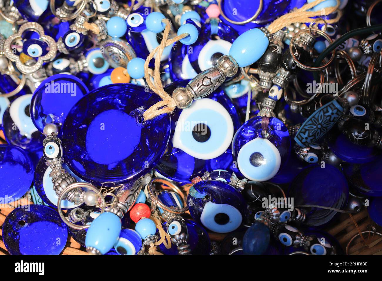 Turkish traditional blue glassy boncuk mascot close-up Stock Photo