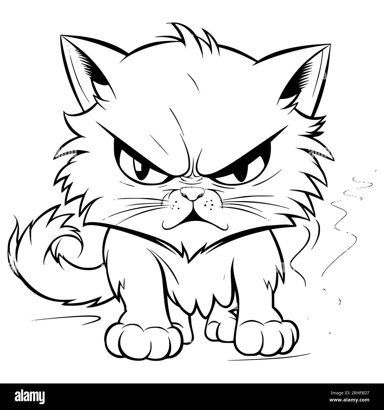 Angry Cat Drawing Sketch Coloring Page