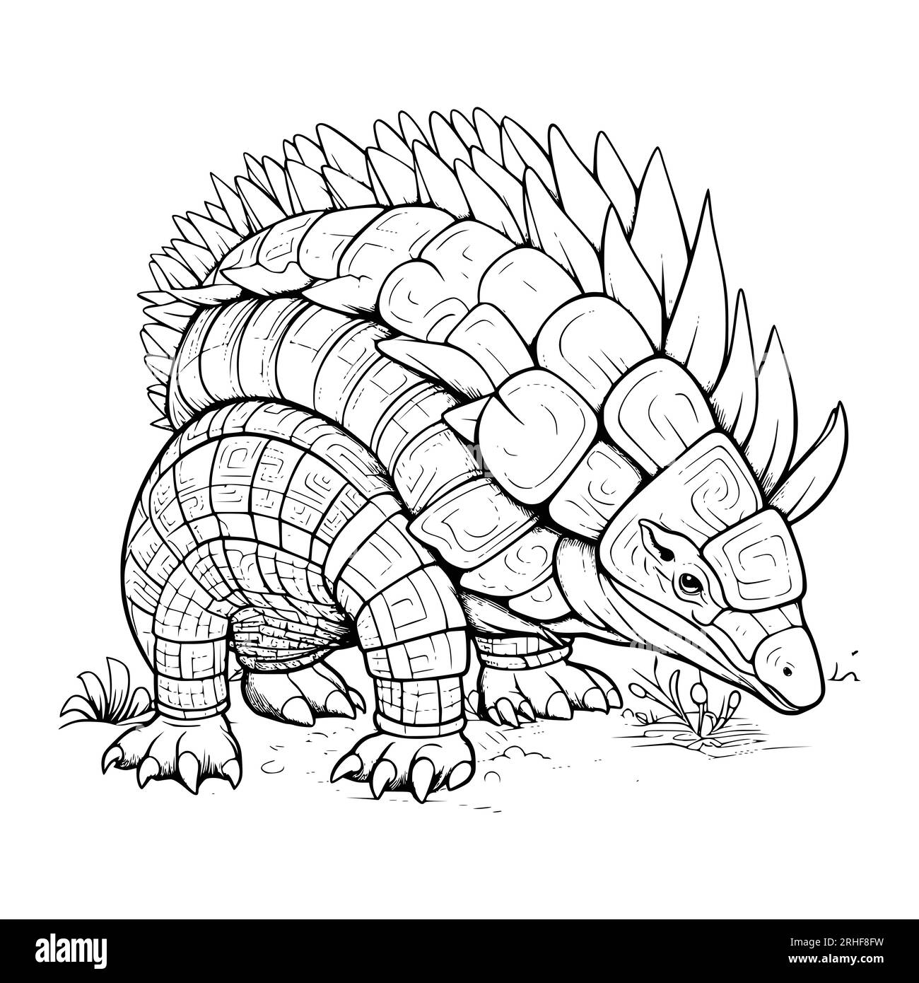 Armadillo Coloring Page For Kids Stock Vector