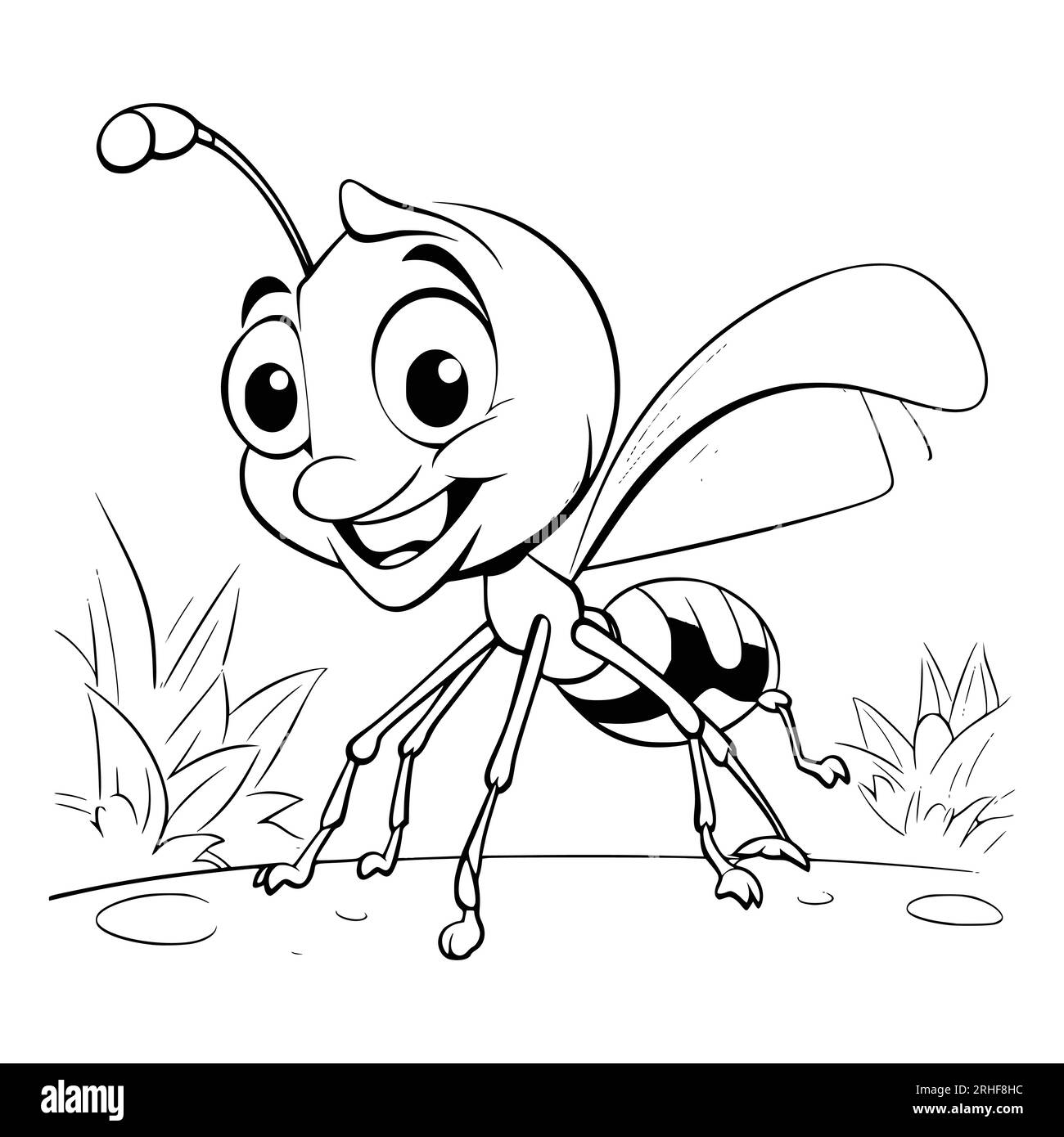 Ant Coloring Page Drawing For Kids Stock Vector