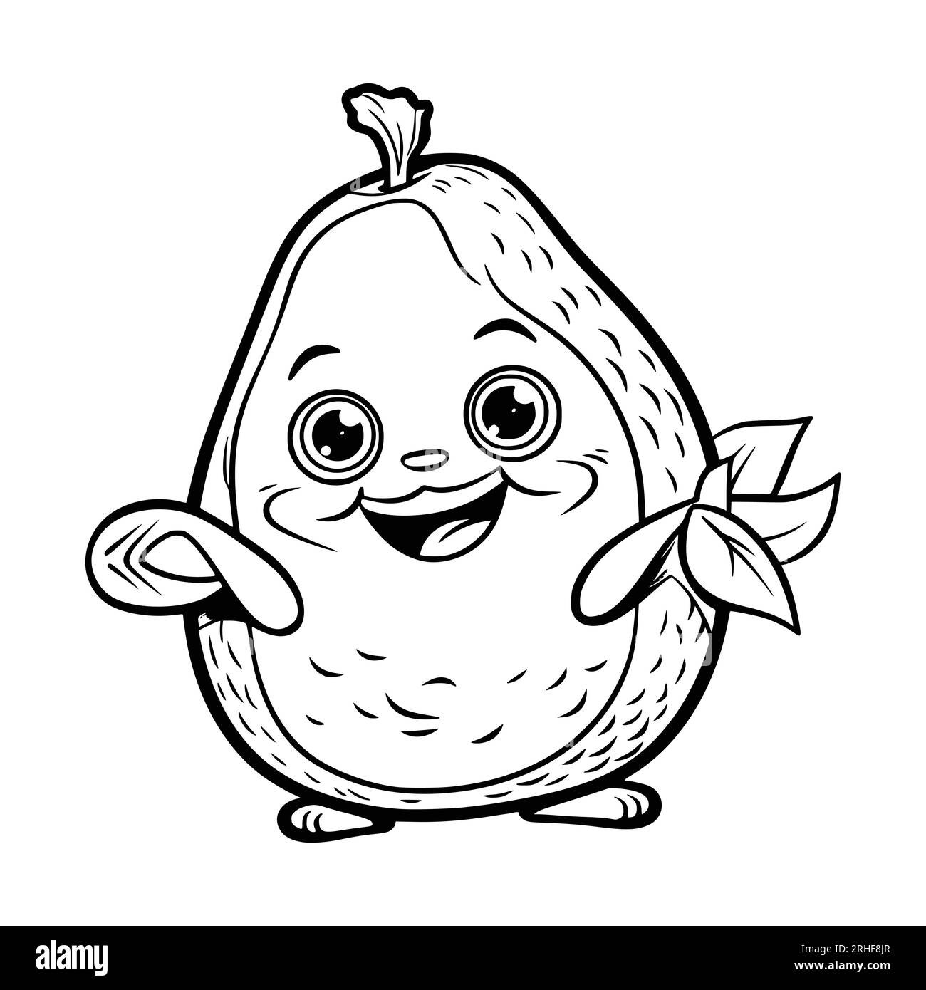 Avocado Coloring Page For Kids Stock Vector