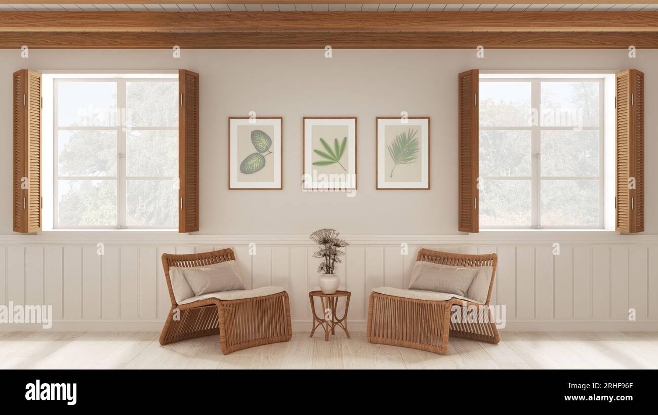 Living room background, sitting waiting room in white tones. Two ...