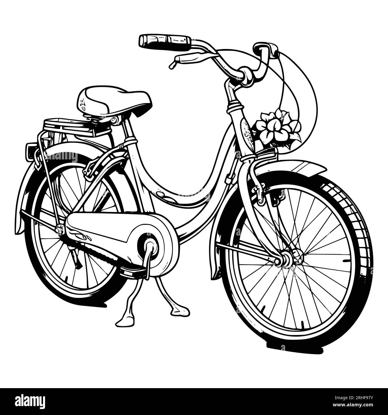 Bikes Coloring Page Drawing For Kids Stock Vector