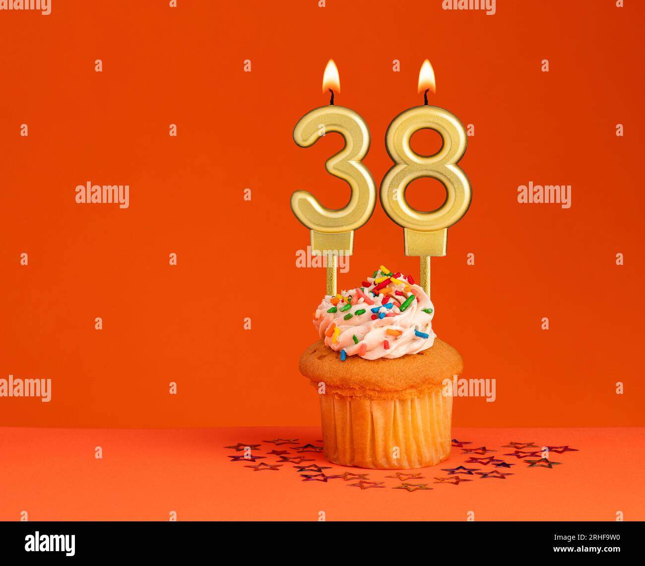 Birthday candle number 38 - Invitation card with orange background ...