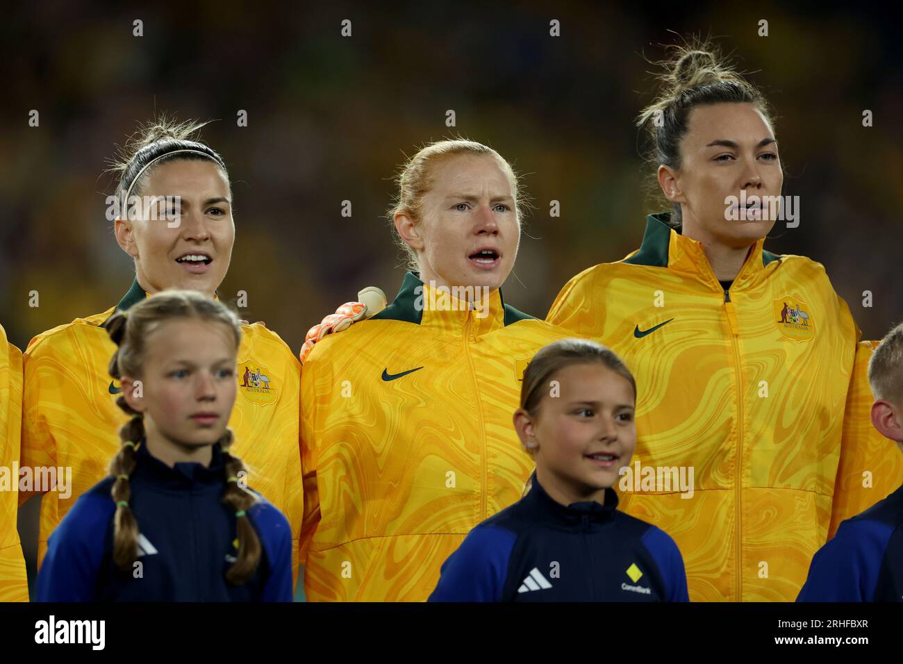 Australia's Steph Catley, Clare Polkinghorne (centre) and Mackenzie