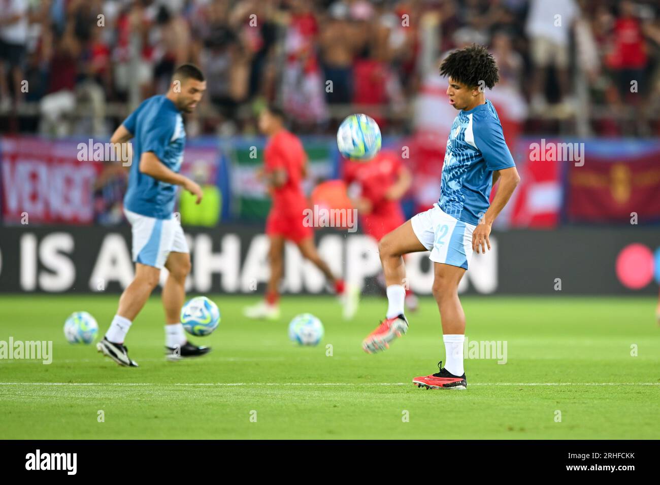 Athens, Greece. 16th Aug, 2023. Manchester City F.C. during UEFA Super Cup 2023 final soccer match between Manchester City F.C. vs. Sevilla F.C. at the Stadio Georgios Karaiskakis-Piraeus in Athens, Greece, 16th of August 2023 Credit: Independent Photo Agency/Alamy Live News Stock Photo