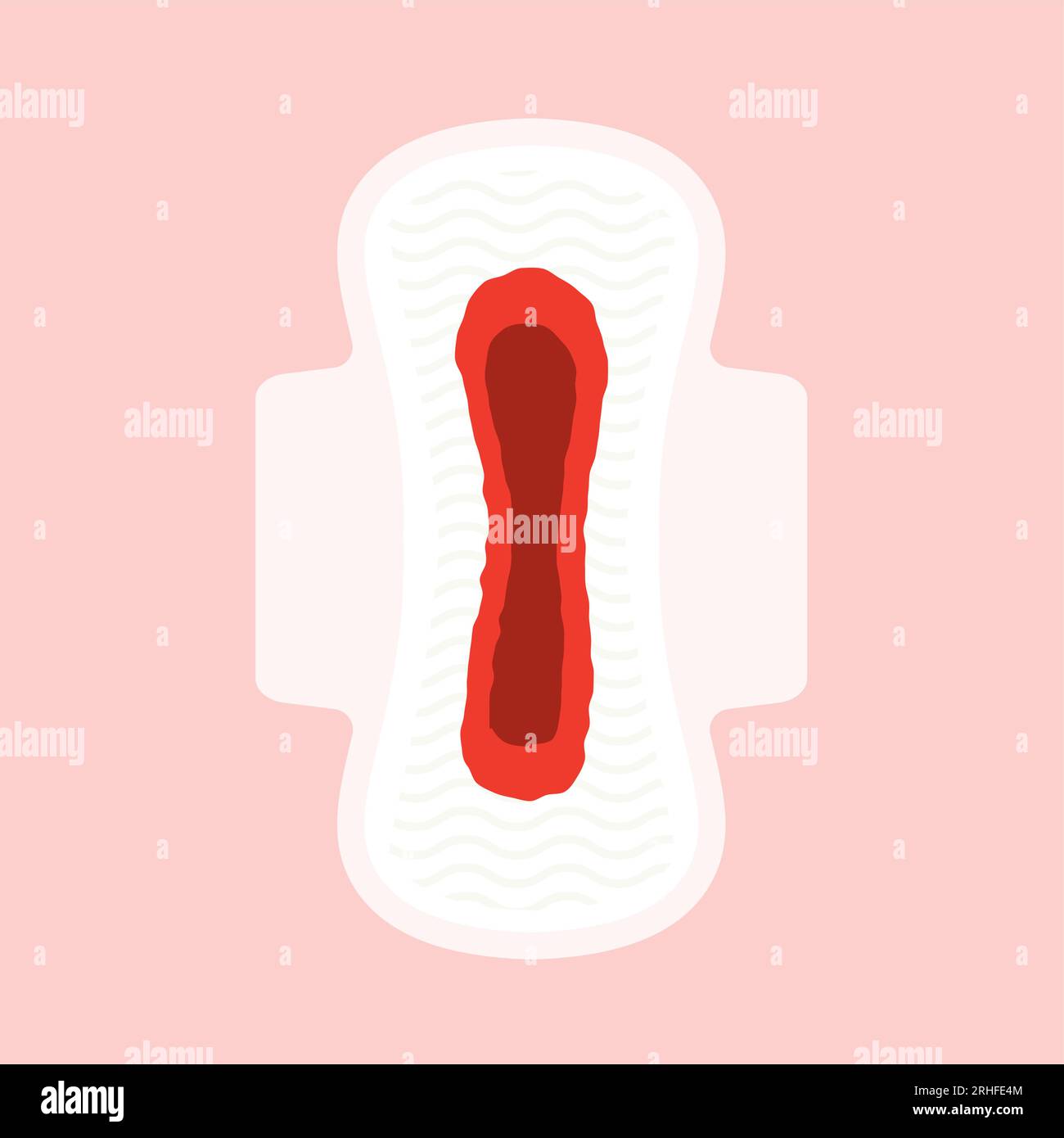 menstrual blood on the sanitary pad vector illustration Stock Vector