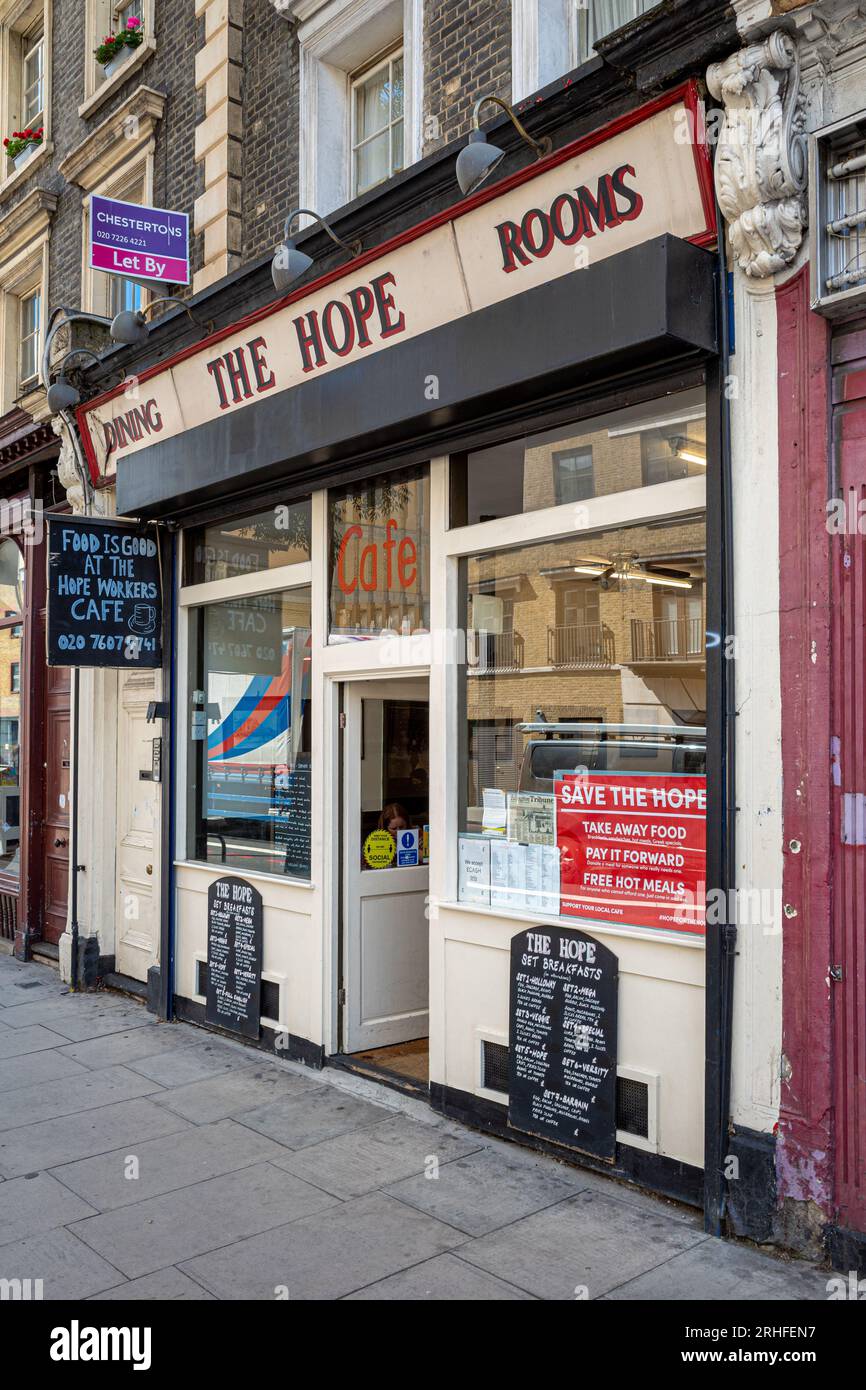 The Hope Workers Cafe Holloway Road Islington North London. Opened in