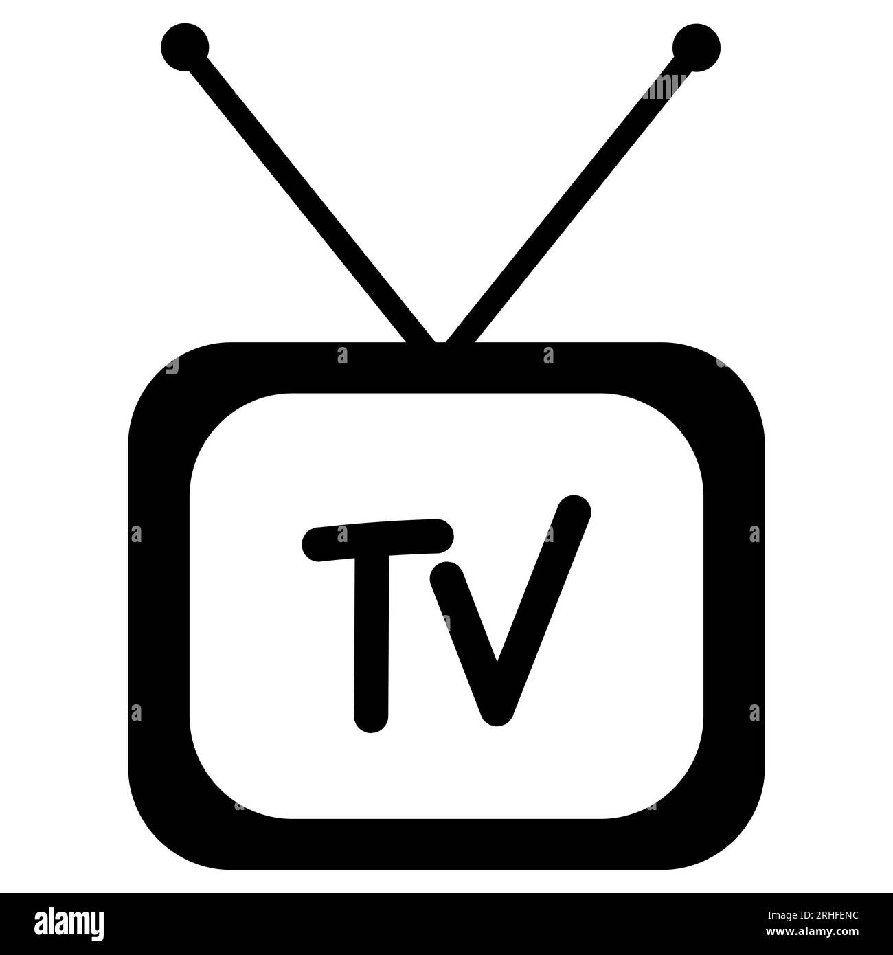 Retro cartoon tv icon, cartoon tv with antenna horns Stock Vector