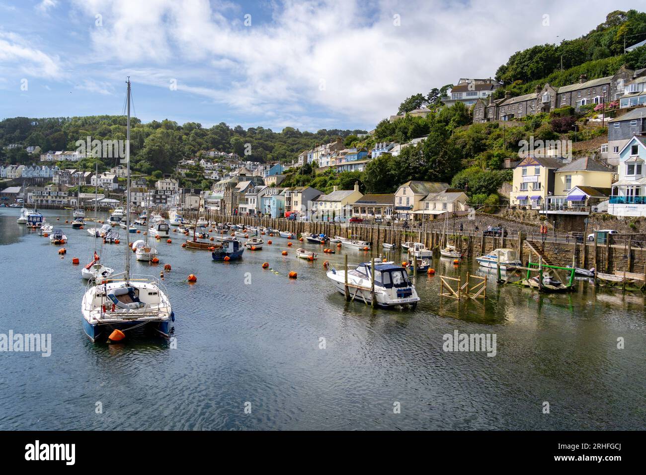 Looe, UK August 2023 View of West Looe with Looe harbour and the East Looe river Stock Photo