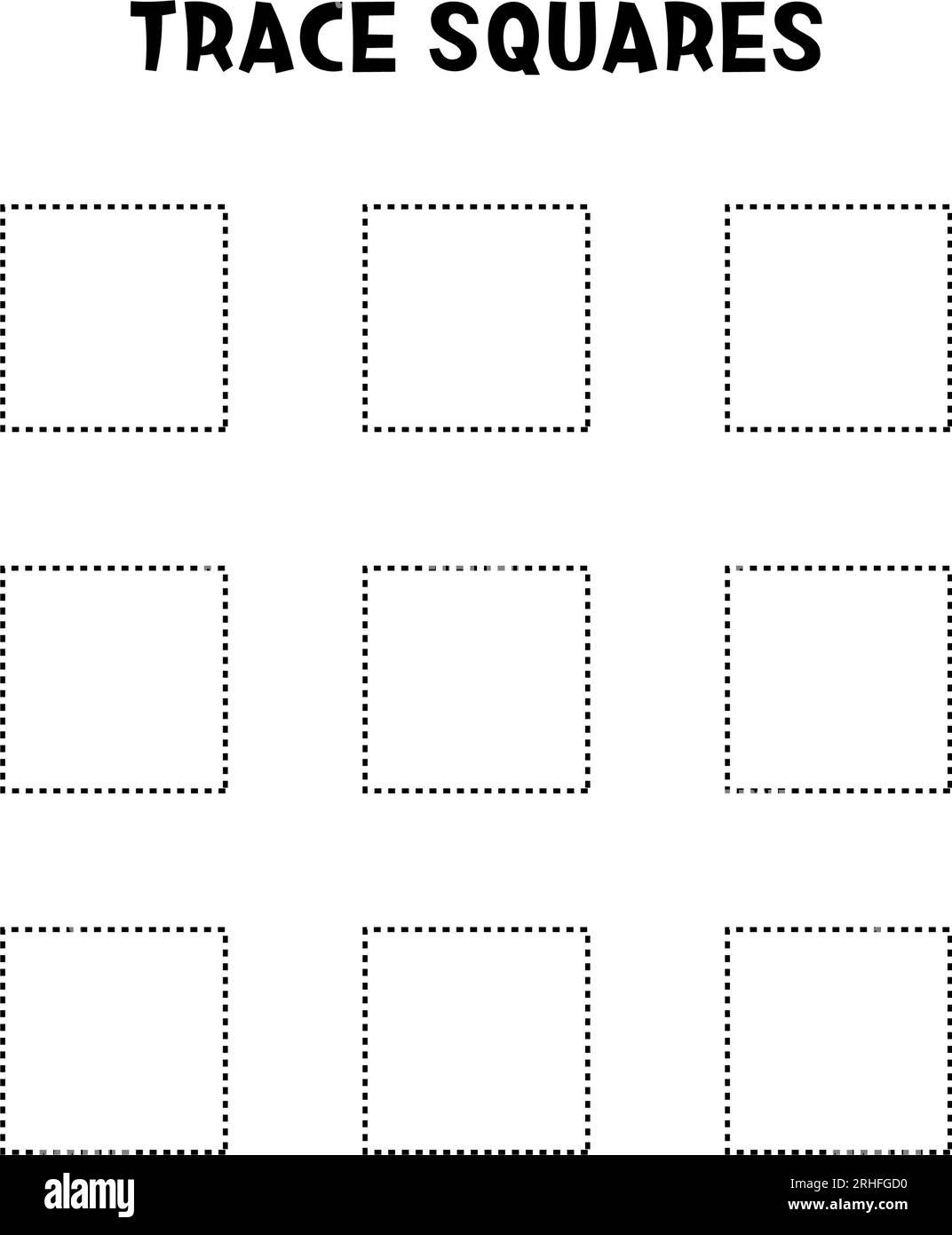 Trace squares. Basic geometric shapes. Educational game. Worksheet for ...