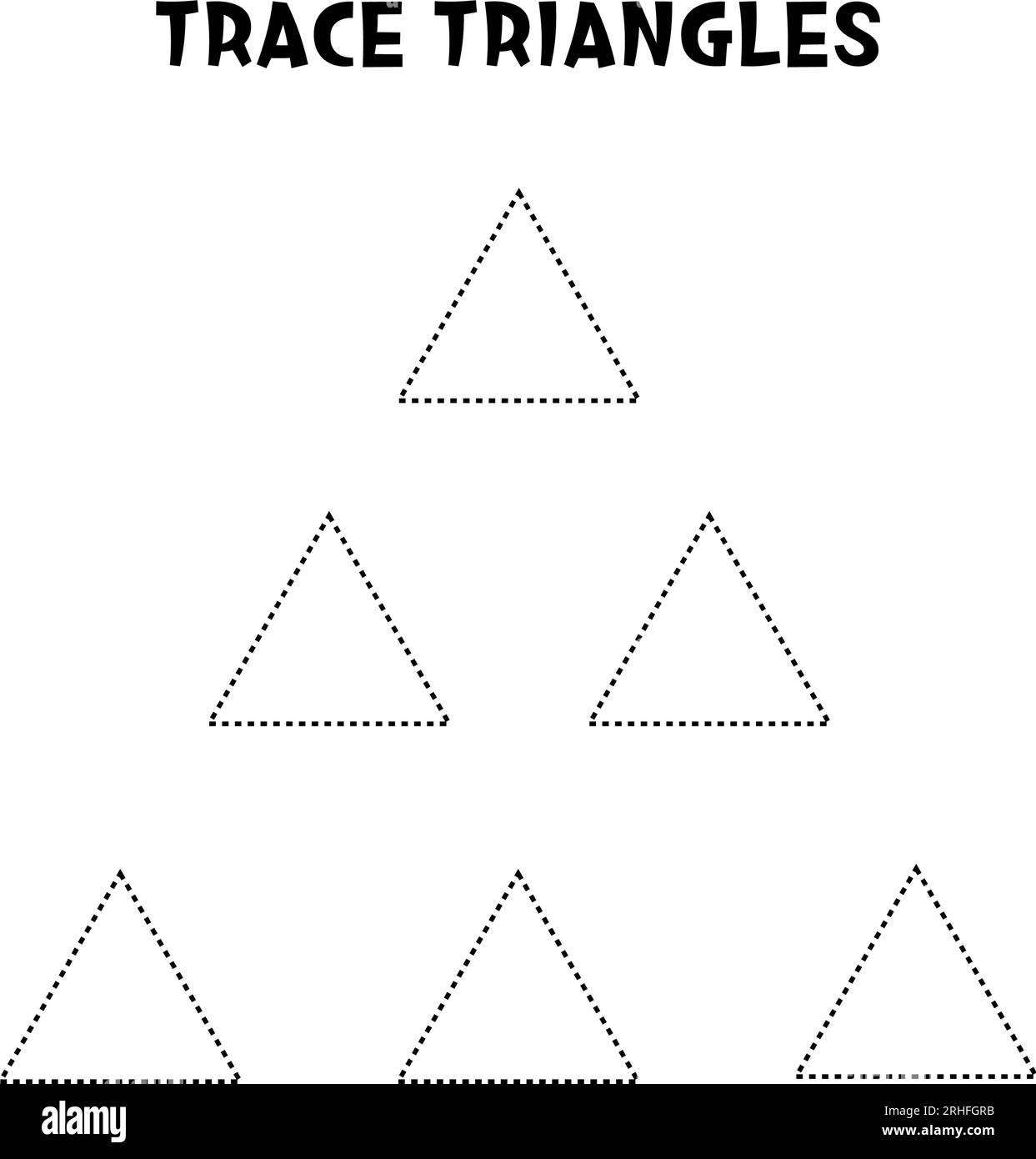 Trace triangles. Basic geometric shapes. Educational game. Worksheet
