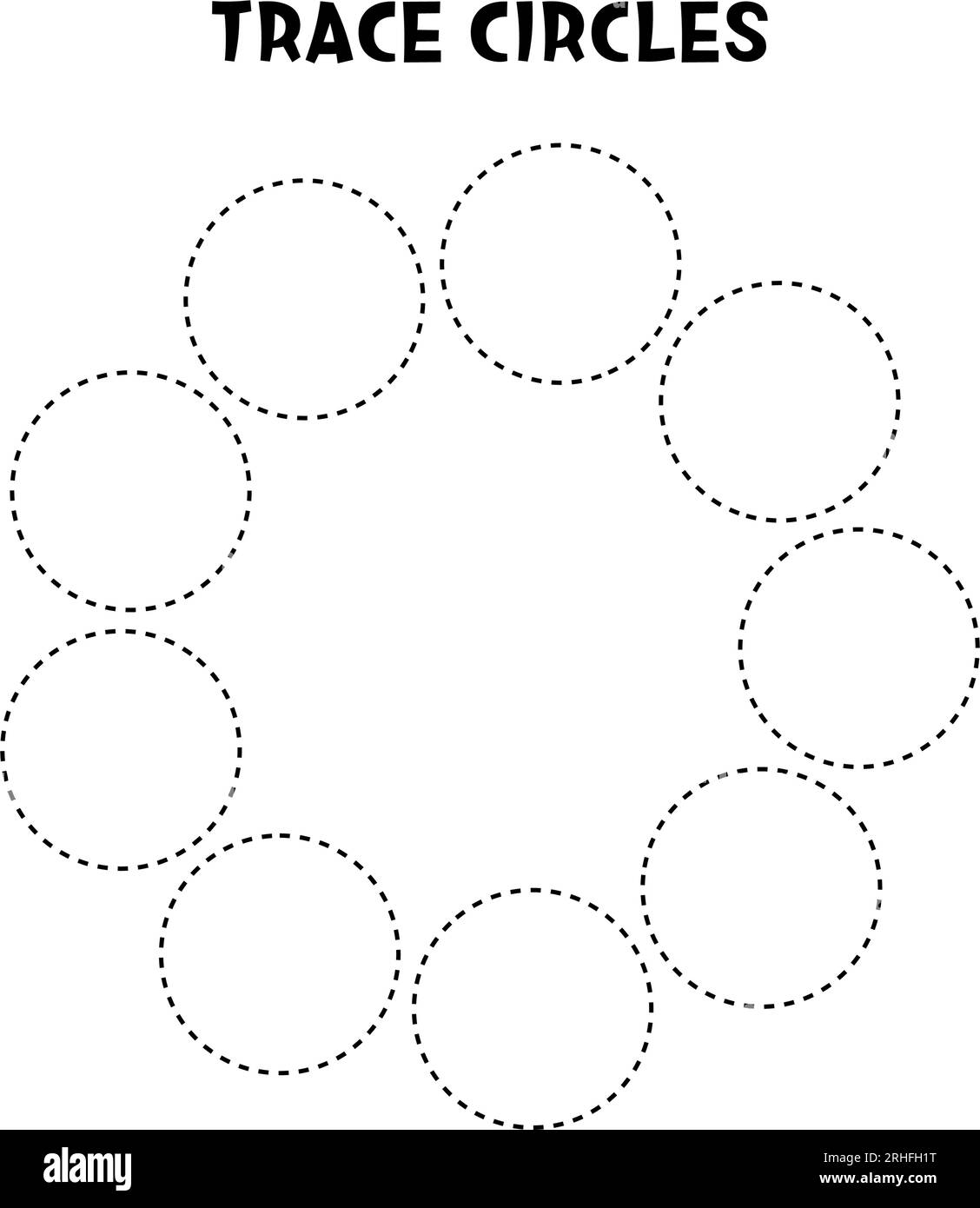 Trace circle. Basic geometric shapes. Educational game. Worksheet for