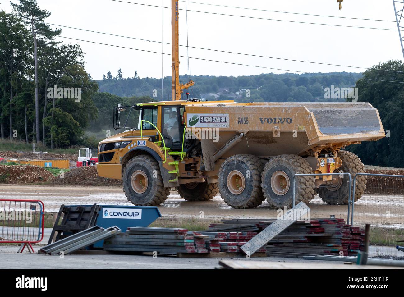 Wendover Dean, Buckinghamshire, UK. 16th August, 2023. An HS2 truck