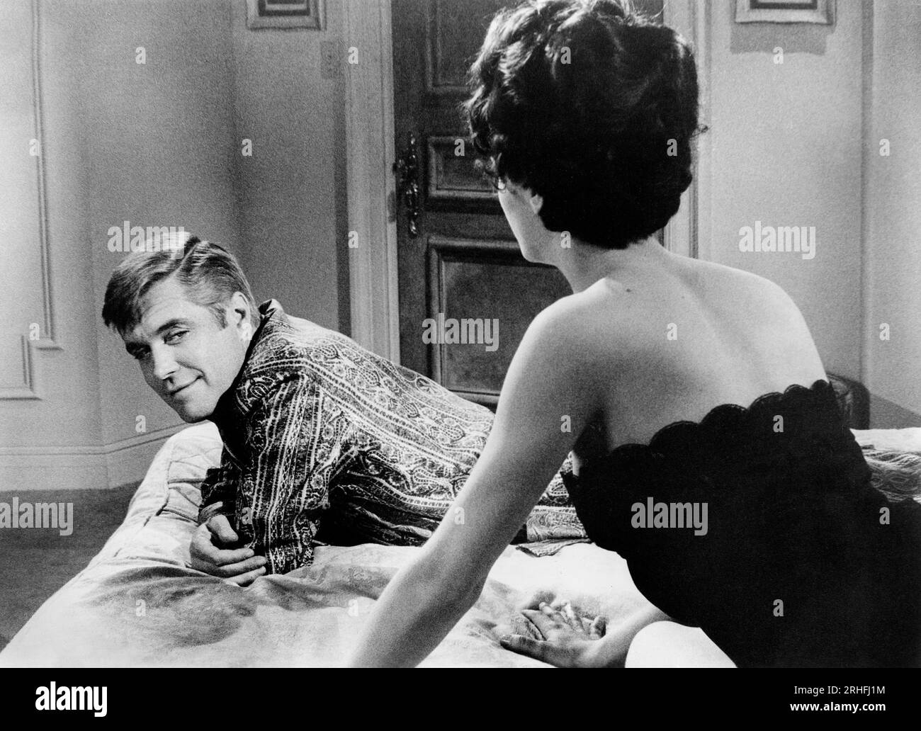 George Peppard, Elizabeth Ashley, on-set of the Film, 'The Third Day', Warner Bros., 1965 Stock Photo