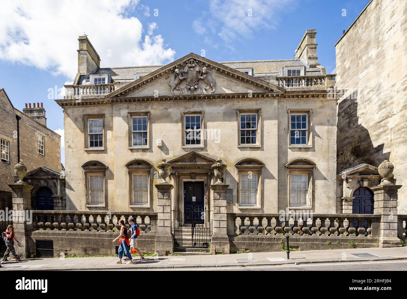 Former King Edward's School building, dating from 1754 in Broad Street, Bath, UK on 16 August 2023 Stock Photo