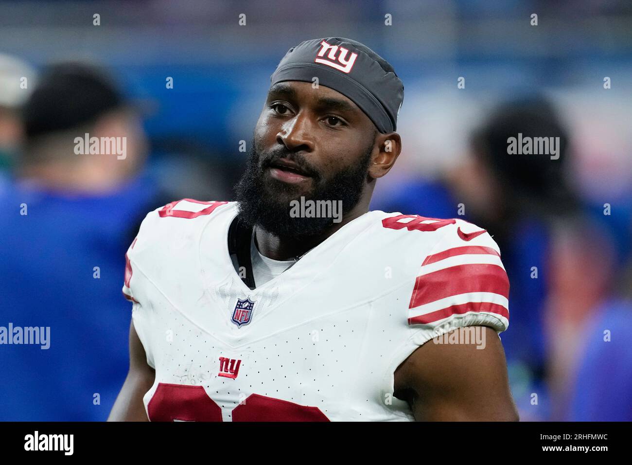 New York Giants wide receiver Jamison Crowder (80) walks off the field  after an preseason NFL football game against the Detroit Lions in Detroit,  Friday, Aug. 11, 2023. (AP Photo/Paul Sancya Stock