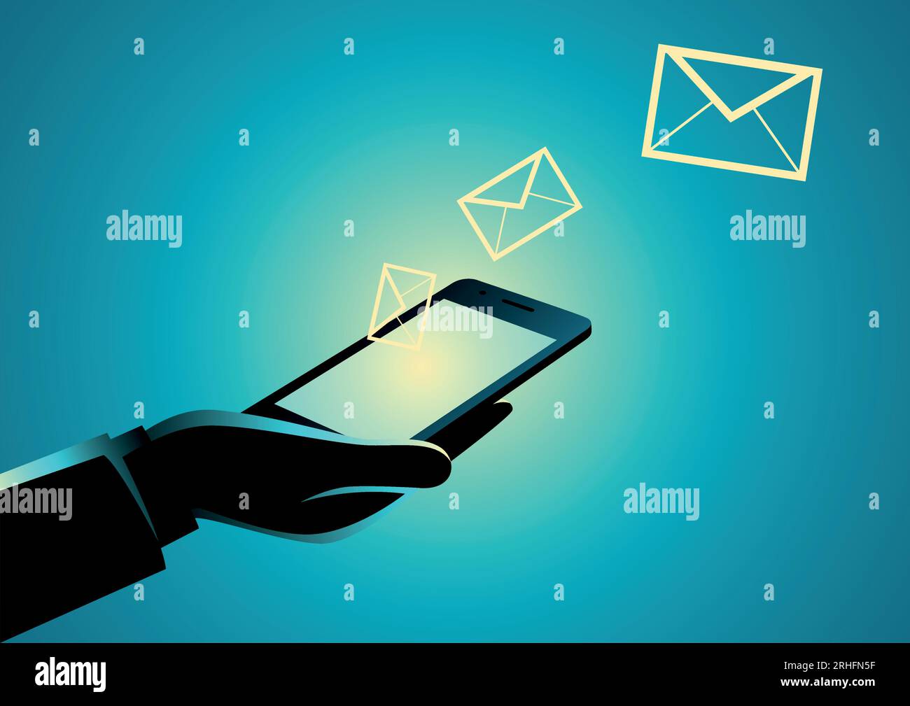 Silhouette hand holding cell phone Stock Vector Images - Alamy
