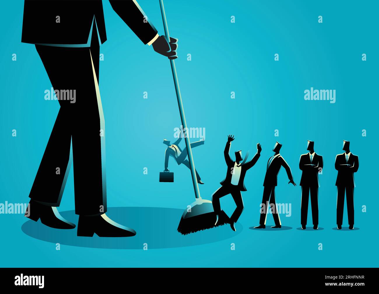 Business concept vector illustration of a businessman sweeping