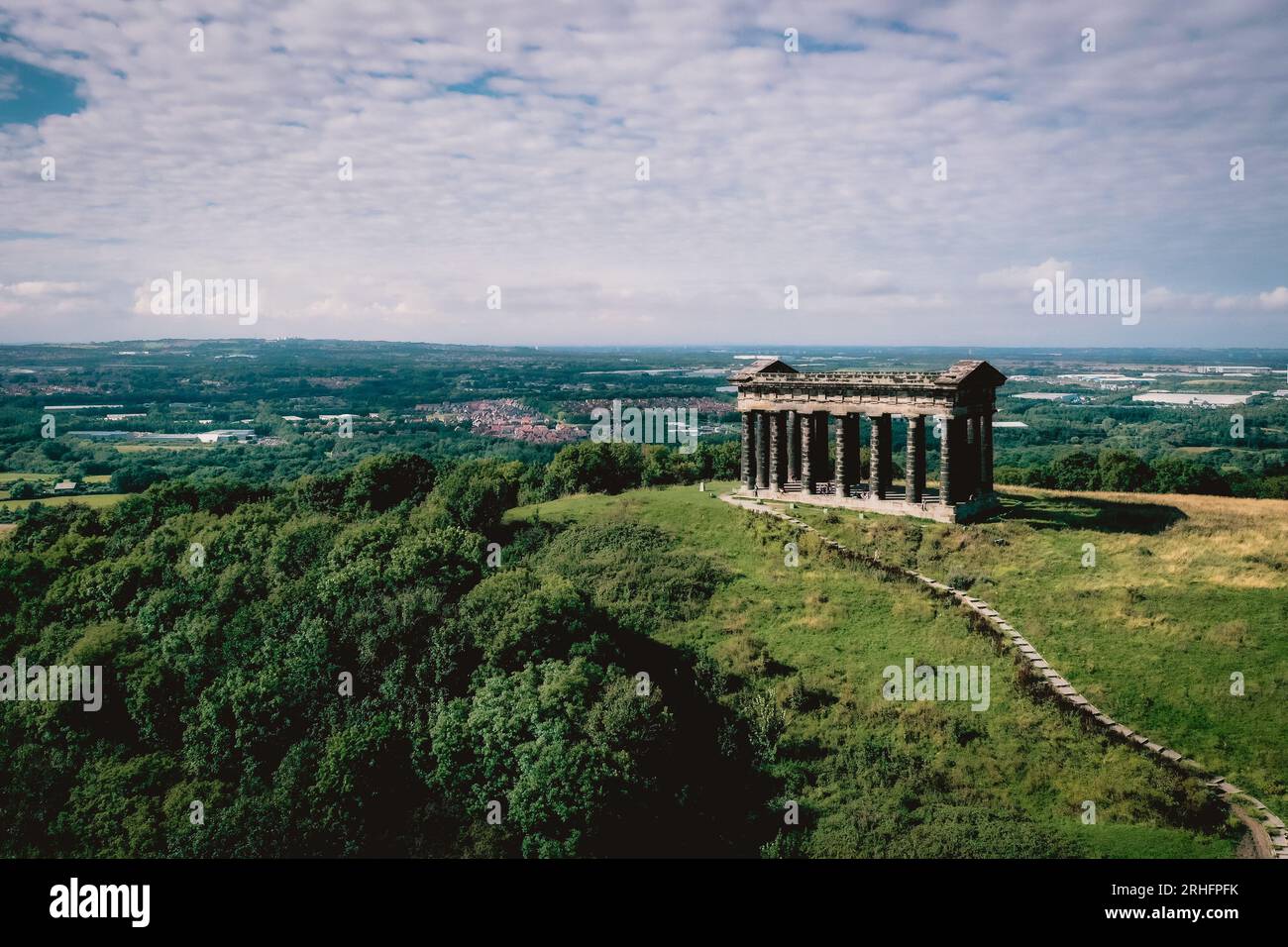 Aerial image of Penshaw Monument, in North East England. Stock Photo