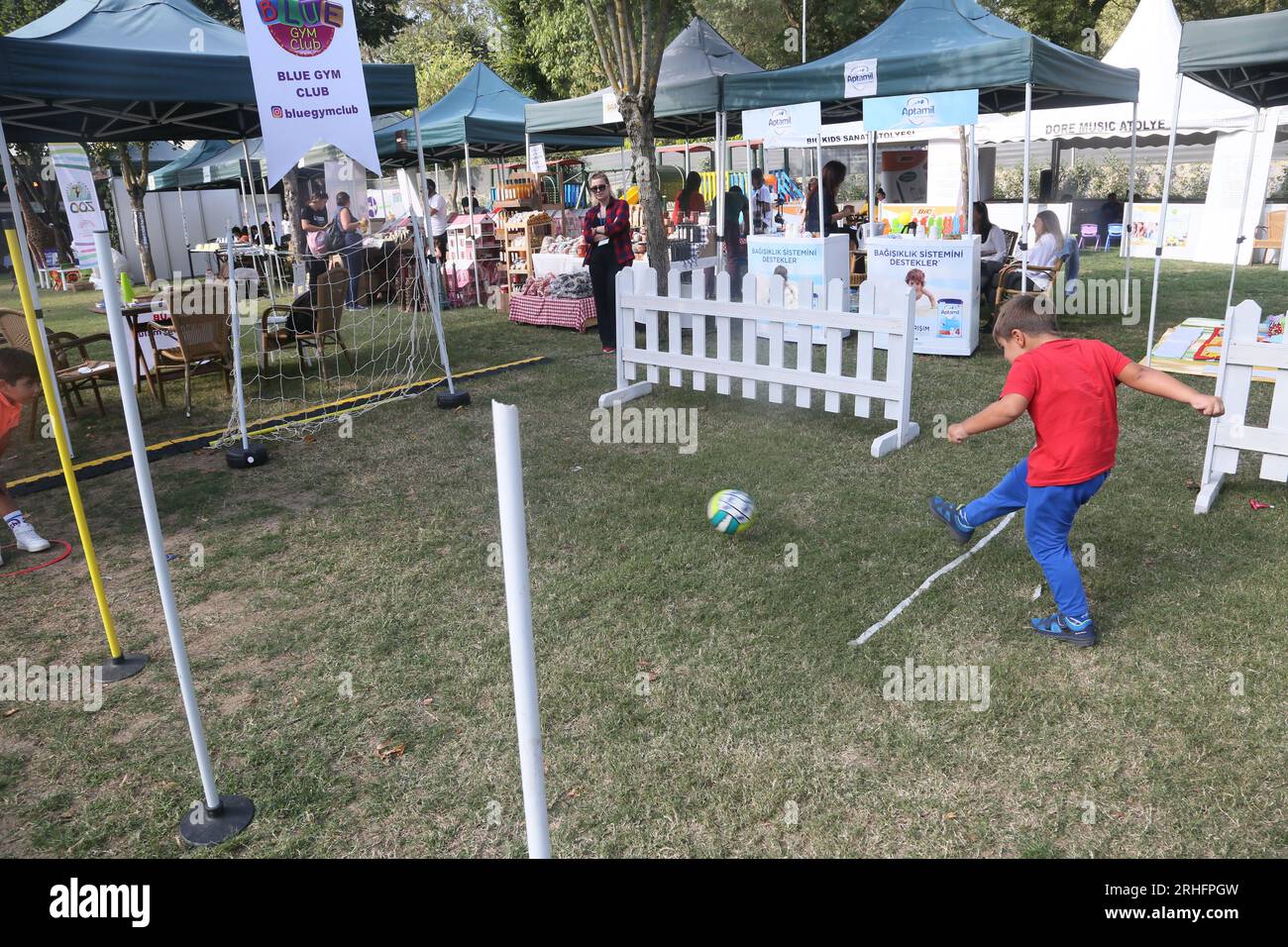 ISTANBUL, TURKEY - SEPTEMBER 27: Children are doing sports on the playground on September 27, 2019 in Istanbul, Turkey. Stock Photo