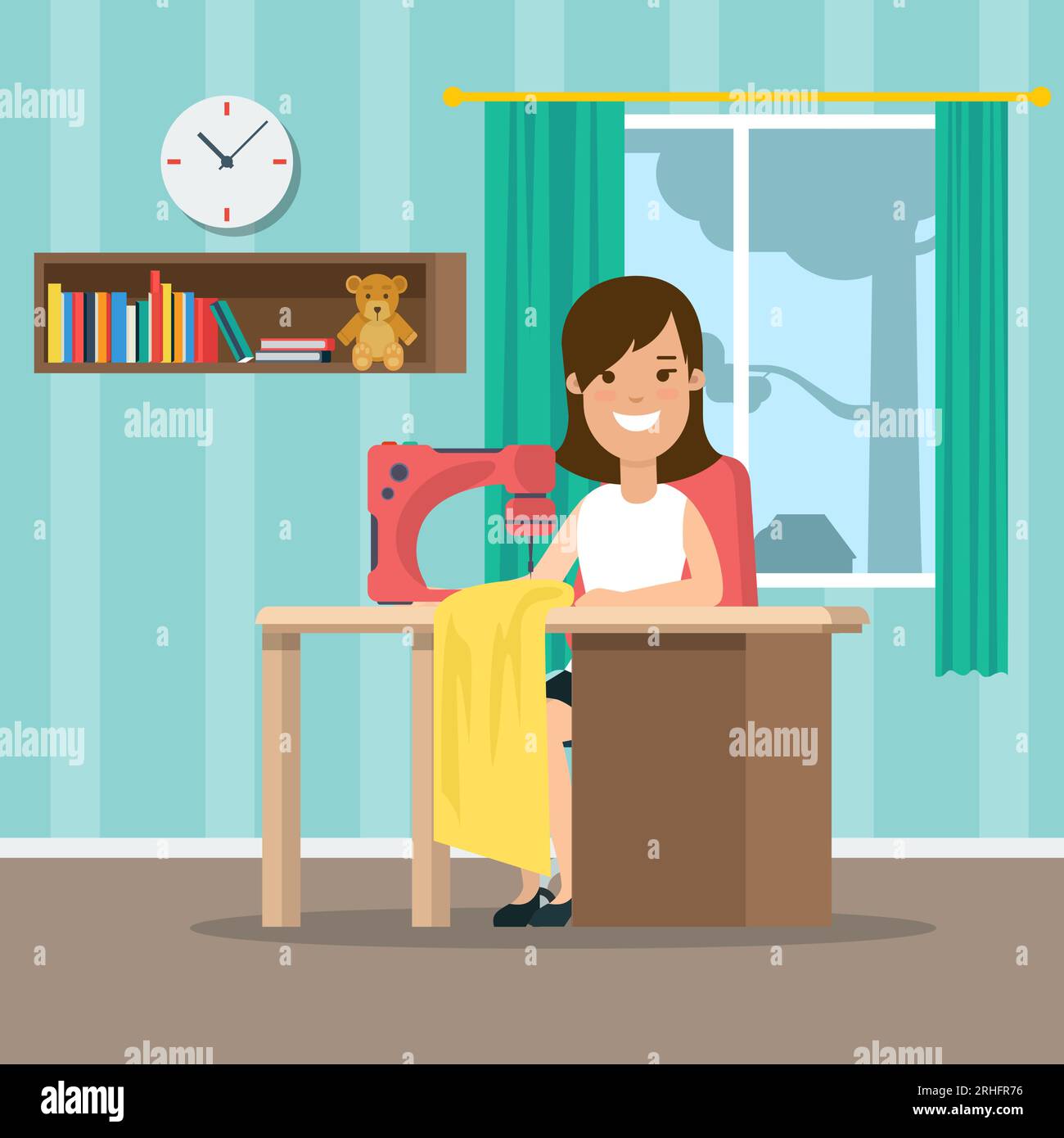 Young seamstress Stock Vector Images - Alamy