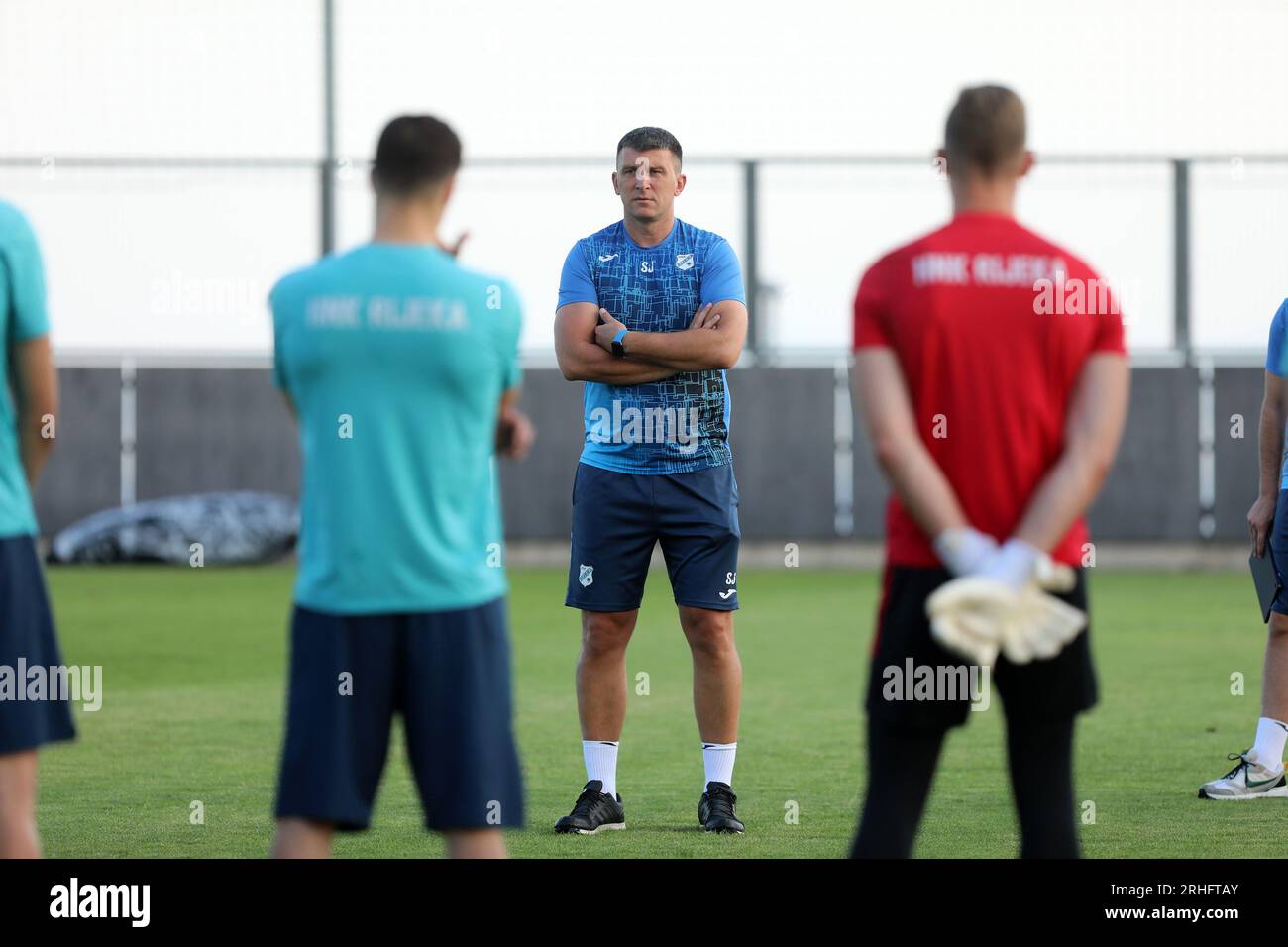 Zagreb, Croatia. 14th Aug, 2023. Coach of HNK Rijeka Sergej Jakirovic  during training session on the Rujevica Stadium, in Rijeka, Croatia, on  August 16, 2023. Rijeka will play tommorow against B36 Torshavn