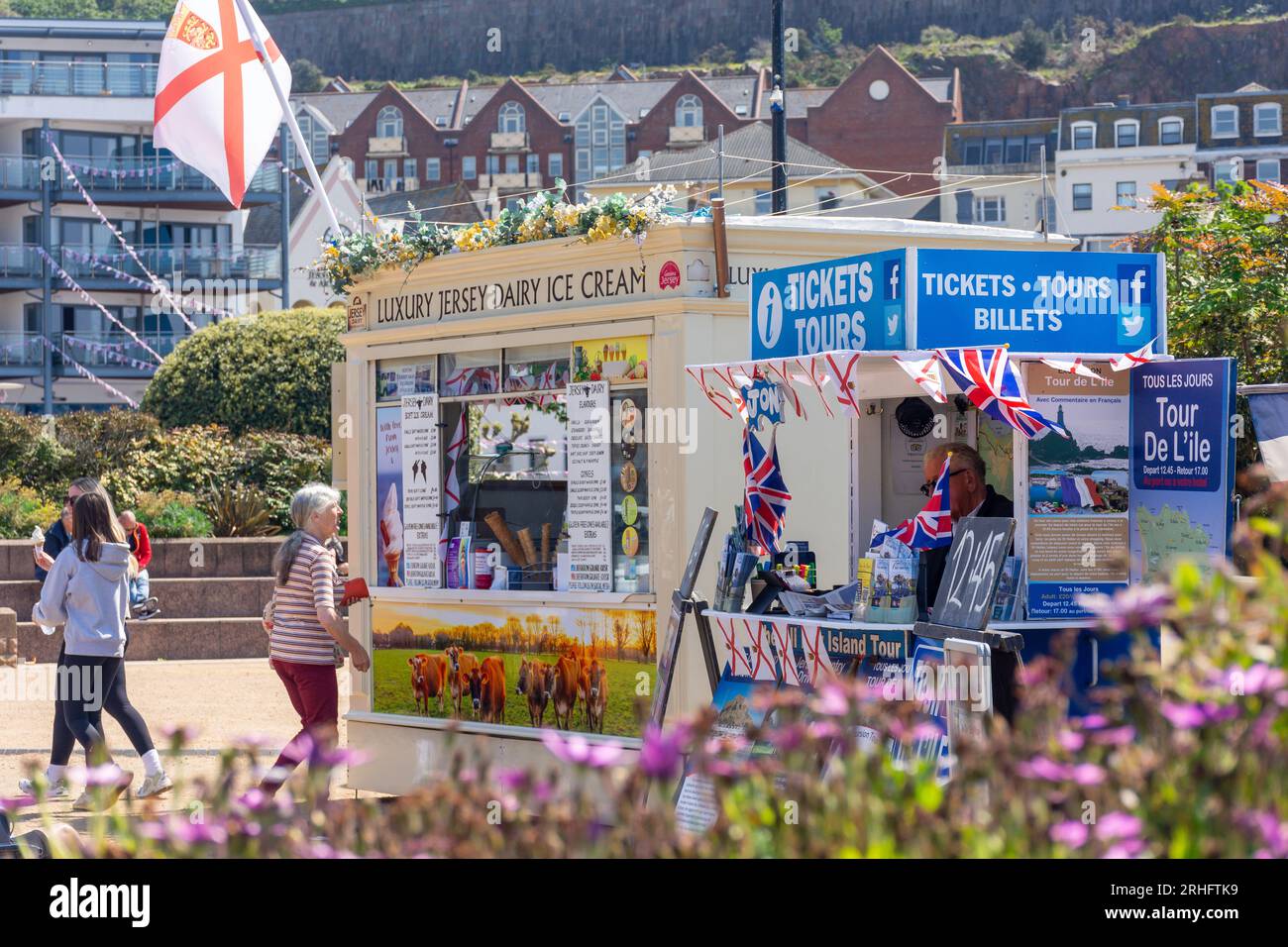 Jersey ice cream stall and ticket booth, Liberation Square, St Helier