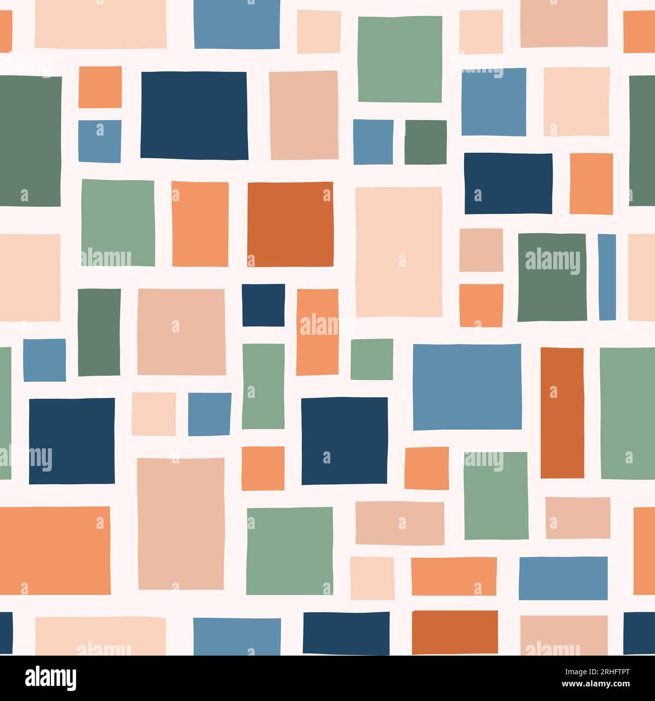Hand-Drawn Retro Geometric Checks Vector Seamless Pattern Stock Vector