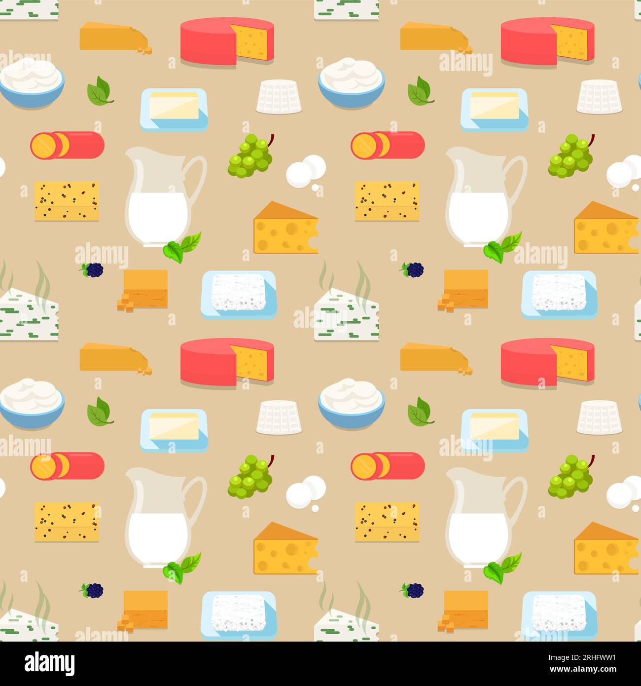 Cheese milk dairy grapes pattern seamless background vector texture