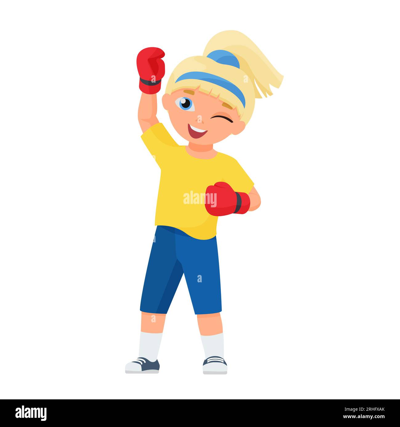 Little girl with boxing gloves. Sport activity for children, healthy