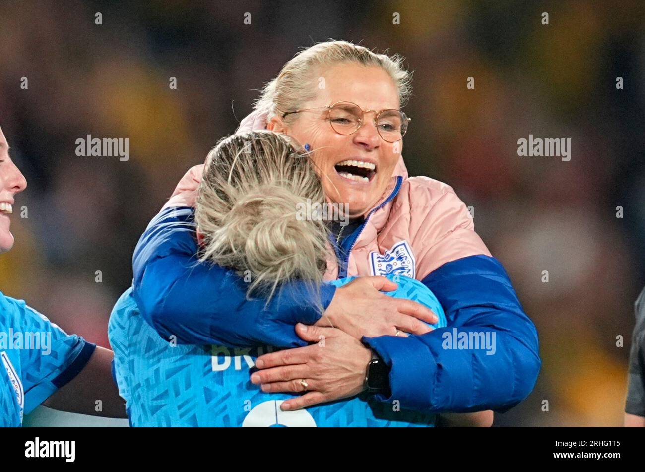 Sydney, Australia. August 16 2023: Sarina Wiegman (England) post game celebration during a game, at, . Kim Price/CSM Stock Photo