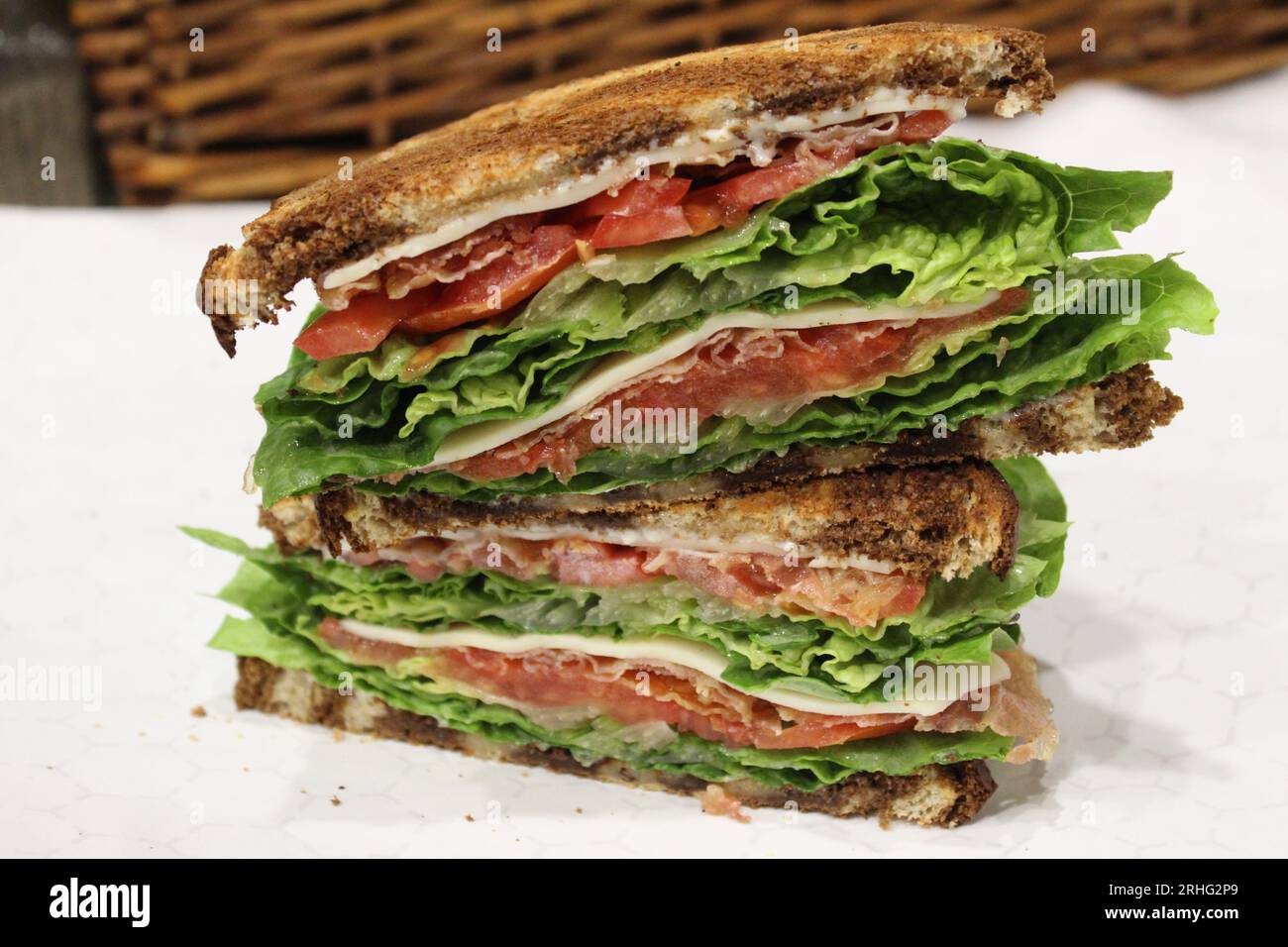 a tasty BLT sandwich on rye toast Stock Photo