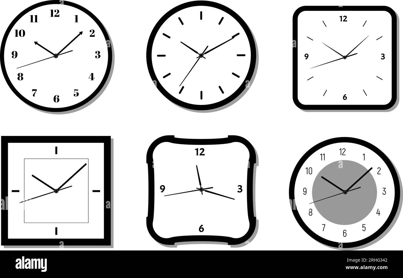 Wall clocks flat illustration Vector Stock Vector Image & Art Alamy