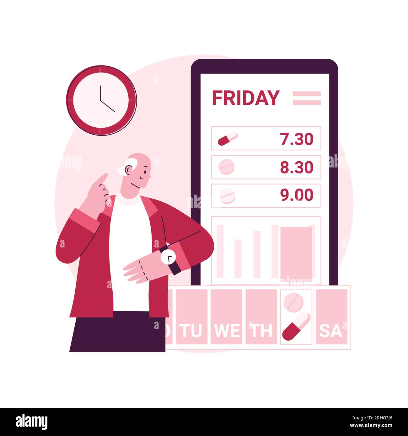 Smart pill boxes abstract concept vector illustration. App controlled