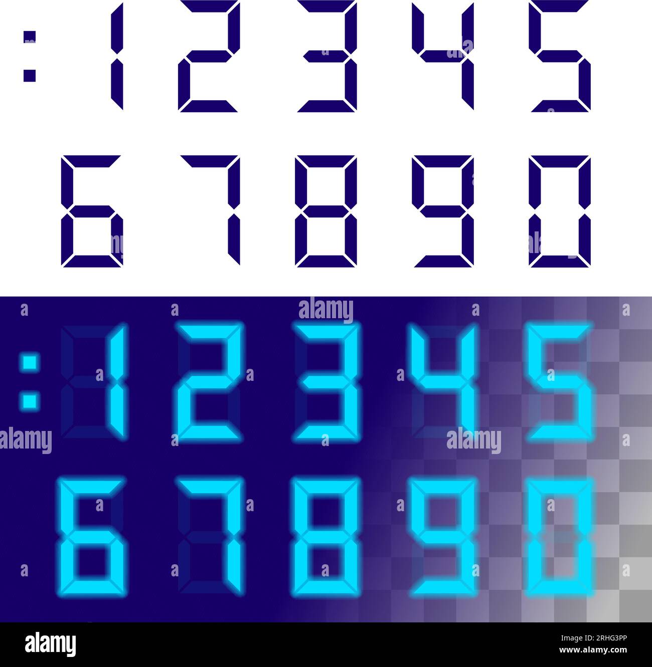 Calculator Digital Numbers on White and DarkBlue Background with