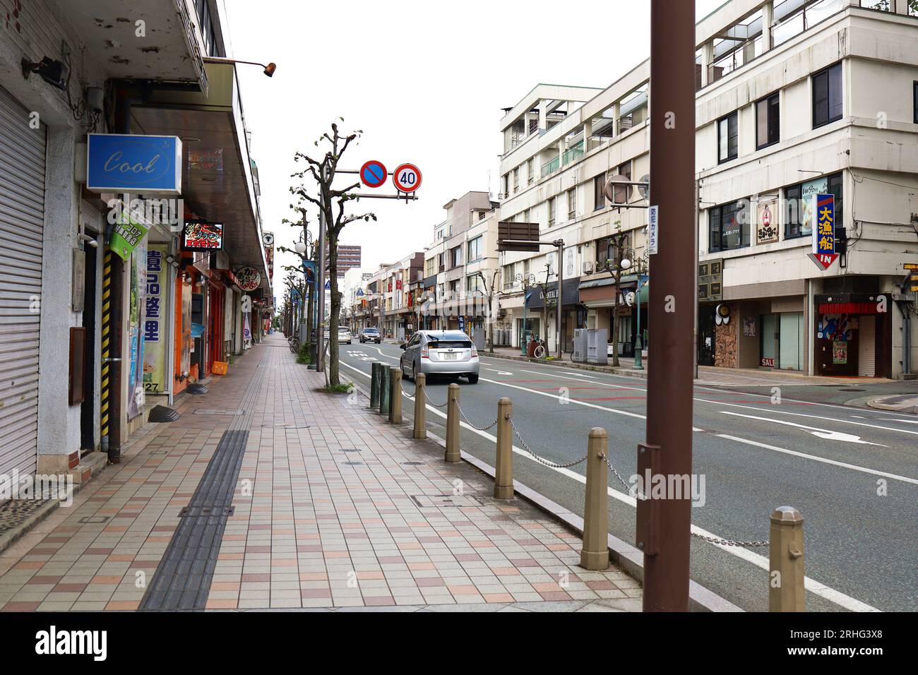 Yamagata City, Yamagata Prefecture, Japan, August 16, 2023.A busy street in the center of Yamagata. Stock Photo