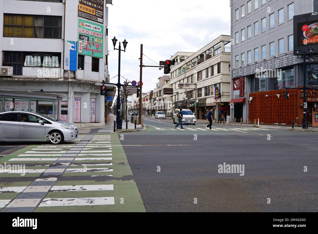 Yamagata City, Yamagata Prefecture, Japan, August 16, 2023.A busy street in the center of Yamagata. Stock Photo