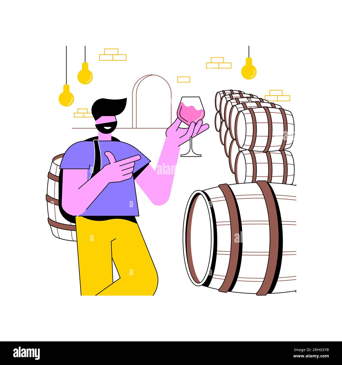 Visit cellars isolated cartoon vector illustrations. Young smiling man