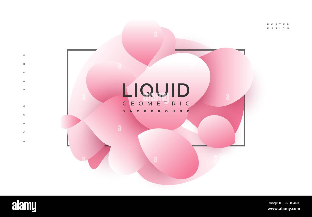 Pink and White Liquid Background. Abstract Geometric Background with Fluid Shapes. 3D Wavy Liquid Background for Banner or Poster Stock Vector