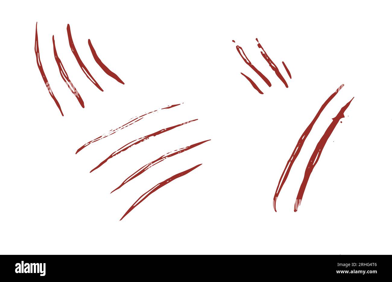 Vector claw marks of pet cat paws. A scratching mark from four claws