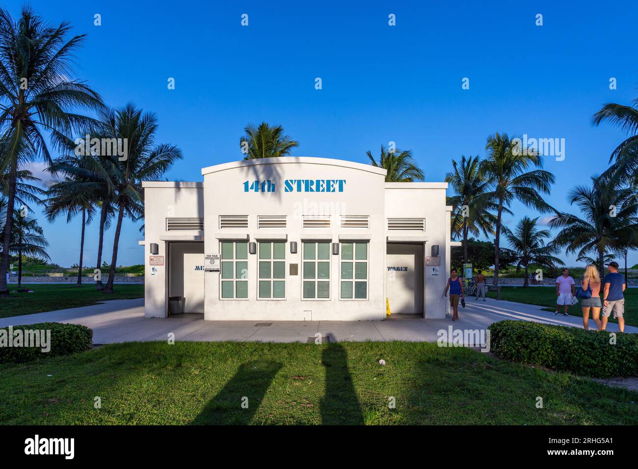 Miami, USA - August 23, 2014: public restroom in the art deco district ...
