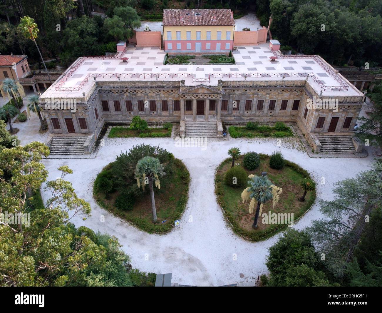 Aerial view of Villa San Martino Napoleonic residence. Portoferraio