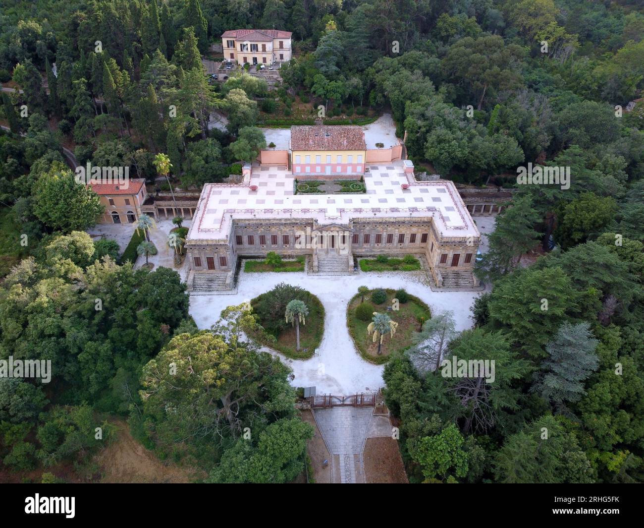 Aerial view of Villa San Martino Napoleonic residence. Portoferraio