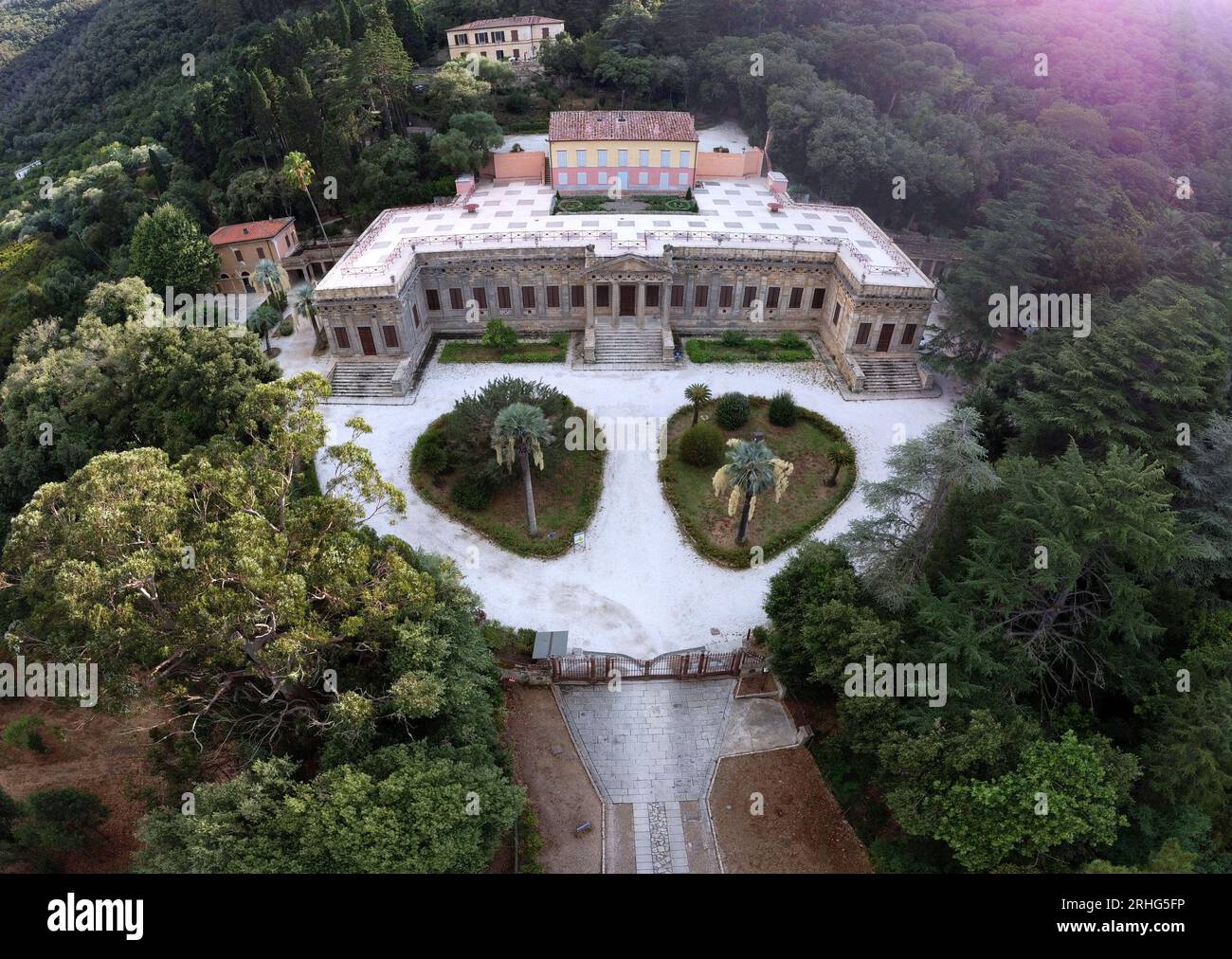 Aerial view of Villa San Martino Napoleonic residence. Portoferraio