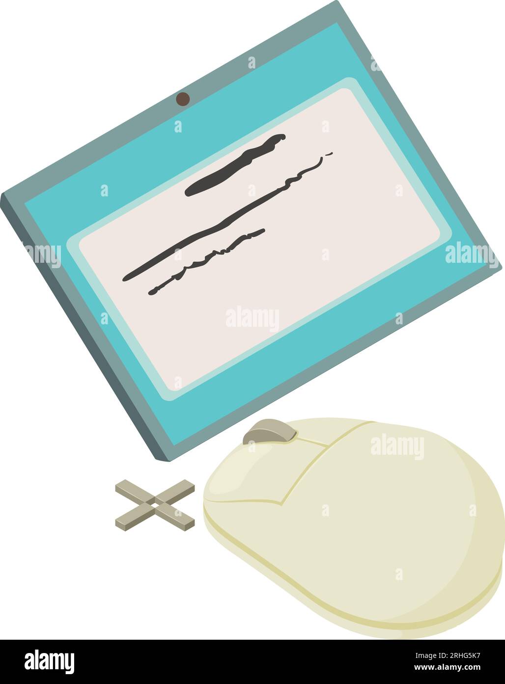 Electronic tablet icon isometric vector. Digital tablet and computer mouse icon. Digitalization concept, technology Stock Vector
