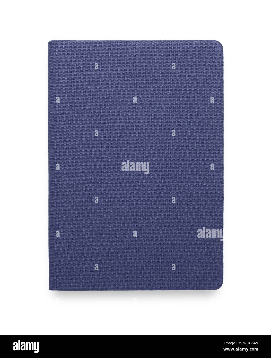 Closed blue office notebook isolated on white, top view Stock Photo