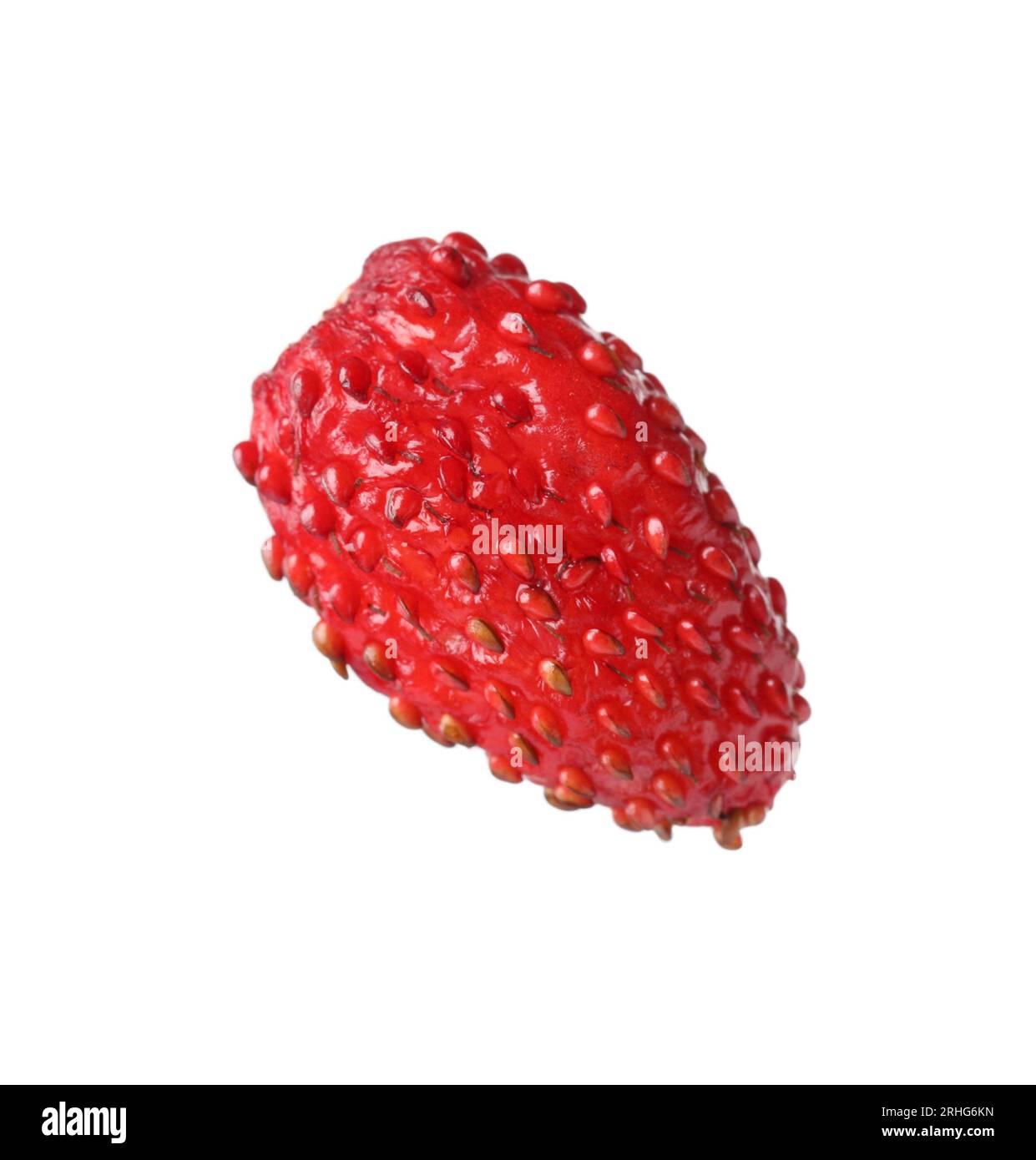 One ripe wild strawberry isolated on white Stock Photo - Alamy
