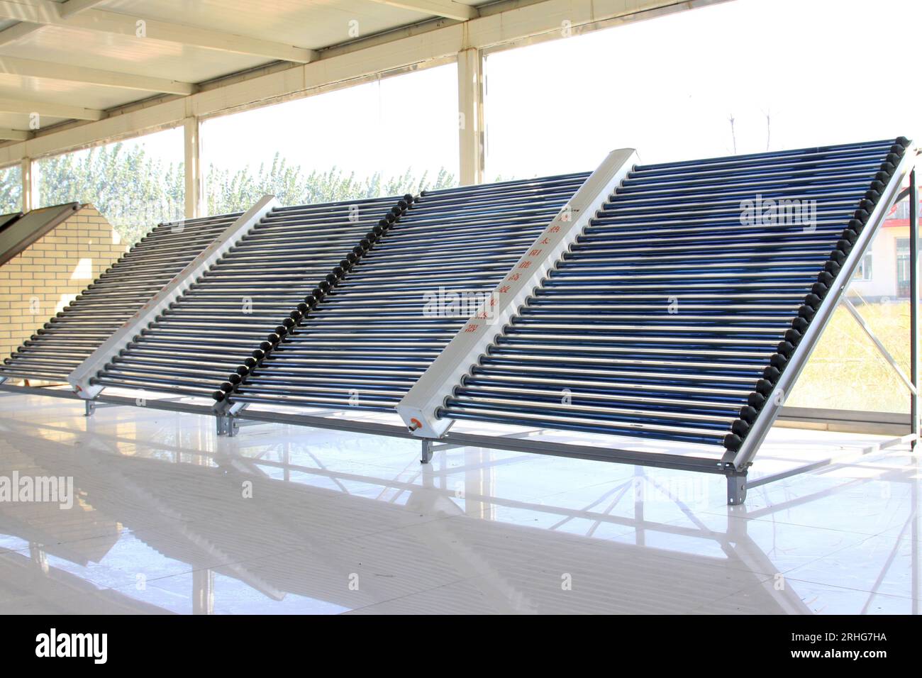 solar water heater parts in a hall Stock Photo Alamy