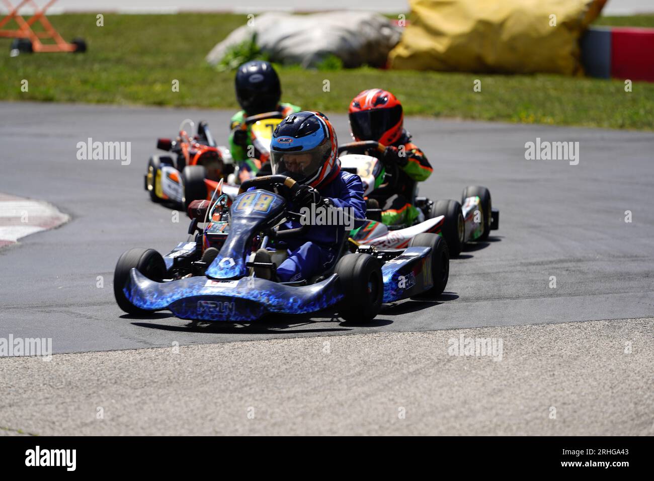 Adult go-kart drivers raced in national races at Badger Kart club Wolf ...